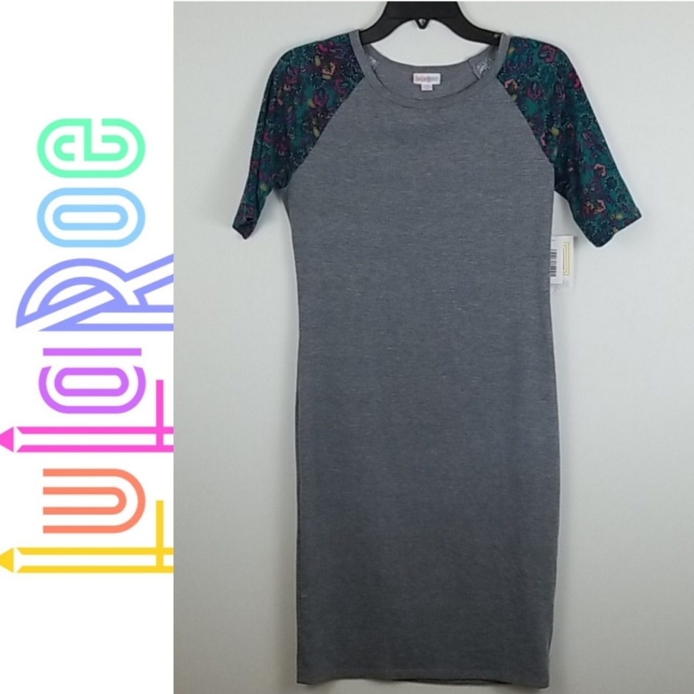 Lularoe Julia Raglan T-Shirt Dress Teal Paisley S
